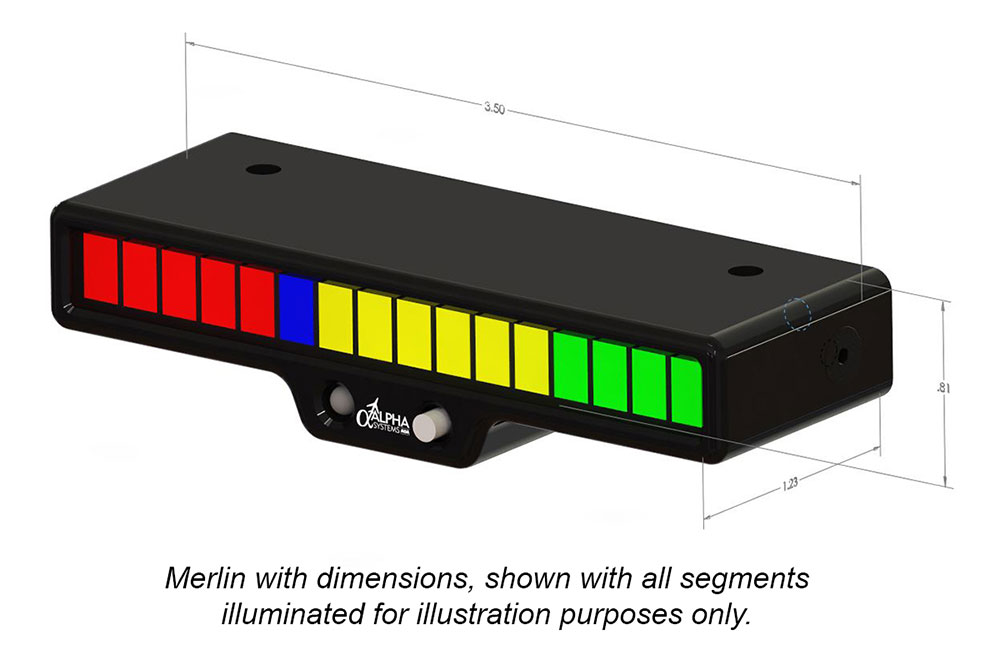 Alpha Systems AOA Merlin Display Dimensions